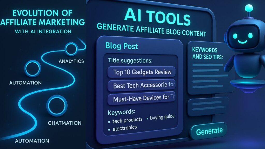 Digital infographic showing how affiliate marketing evolved with AI
