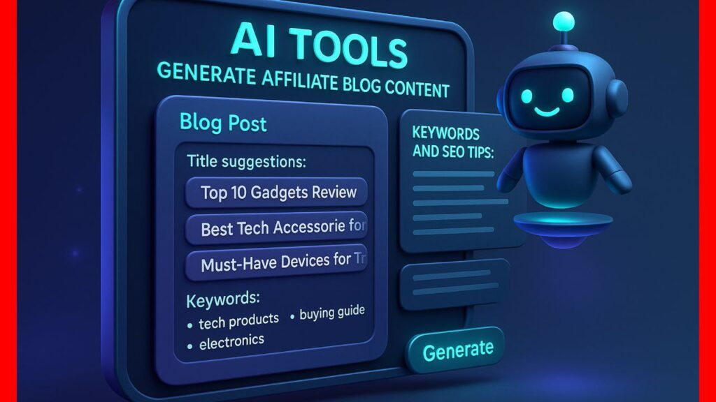 AI interface generating SEO-optimized content for affiliate marketers