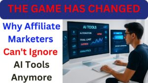A digital marketer using AI tools and dashboards for affiliate marketing