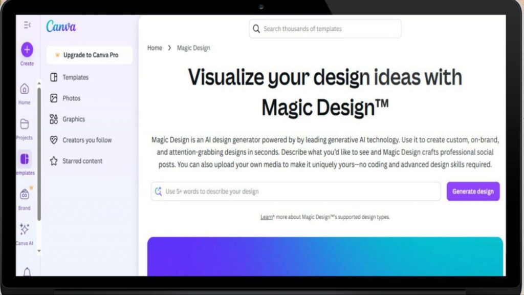 Canva AI thumbnail generator suggesting multiple YouTube thumbnails