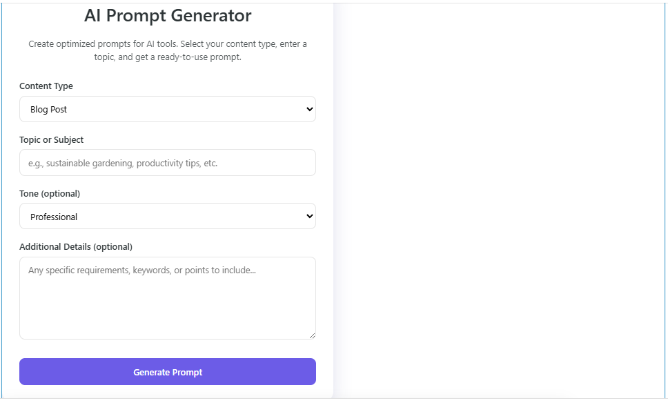 How to use AI Prompt Generator tool with step-by-step example