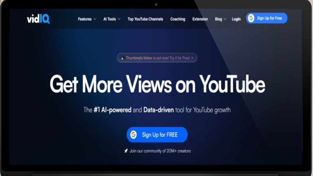 VidIQ YouTube analytics dashboard with AI suggestions for video optimization