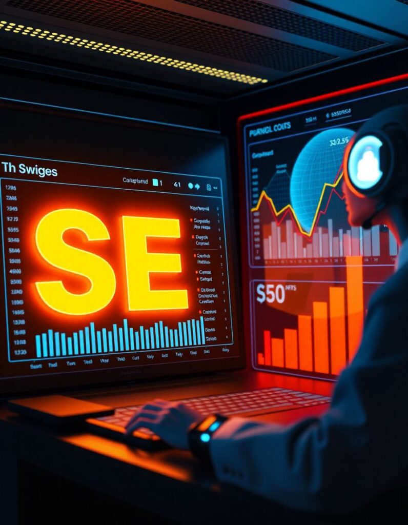 An AI assistant optimizing website content using SEO analytics tools.