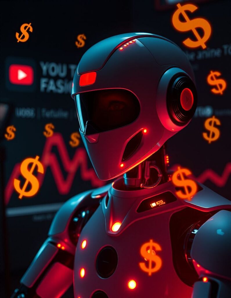 An AI tool creating faceless YouTube videos with voiceovers and visuals.
