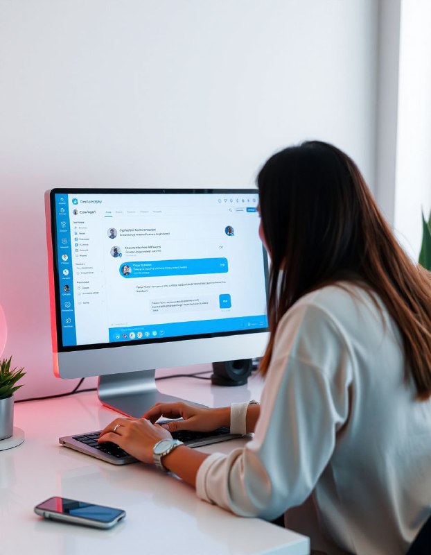 Indian woman using ChatGPT on laptop for business content and customer chats